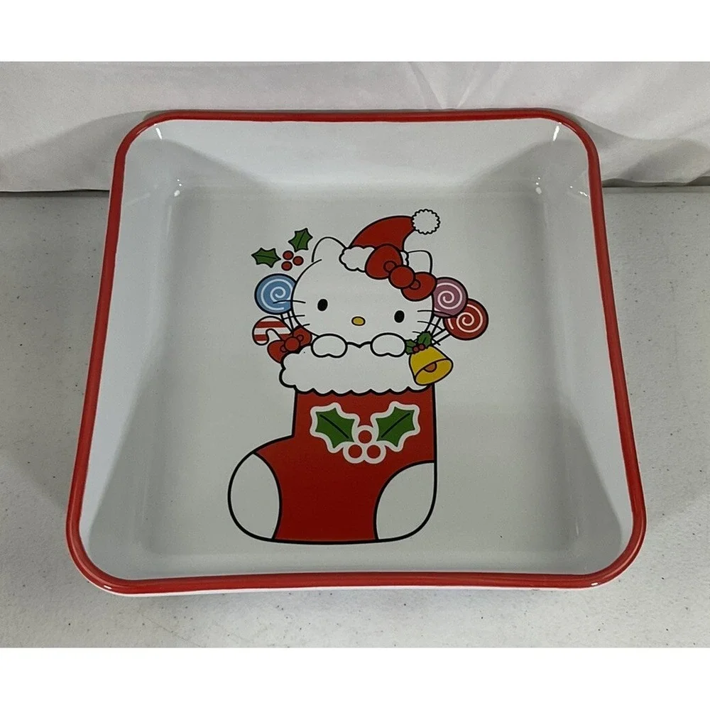 Sanrio Hello Kitty Stocking Christmas Square Baking Dish Casserole Pan